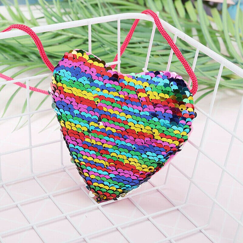 Moda lantejoulas coração crianças bolsa de ombro moeda do bebê meninas bolsa mini mensageiro bolsa pequena moeda bolsas