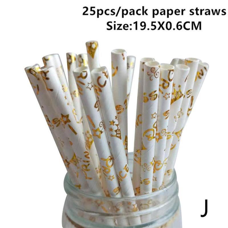 25 stücke Weihnachten Papier Strohhalme Weihnachten Baum Frohe Weihnachten Für Heimat Party Papier Neue Strohhalme Liefert Dekorationen Weihnachten Jahr I3Q1