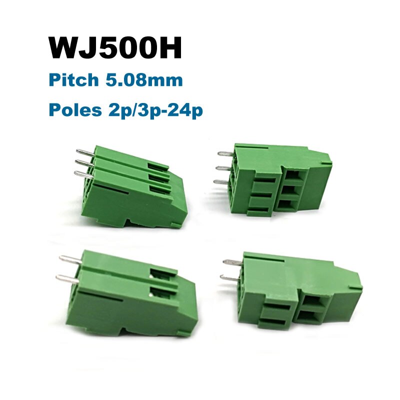 30Pcs Pitch 5.08mm PCB Screw Terminal Block Connector Bornier 500V/H Straight 2/3Pin Morsettiera Electric Wiring Cable 10/20A: WJ500H / 2P