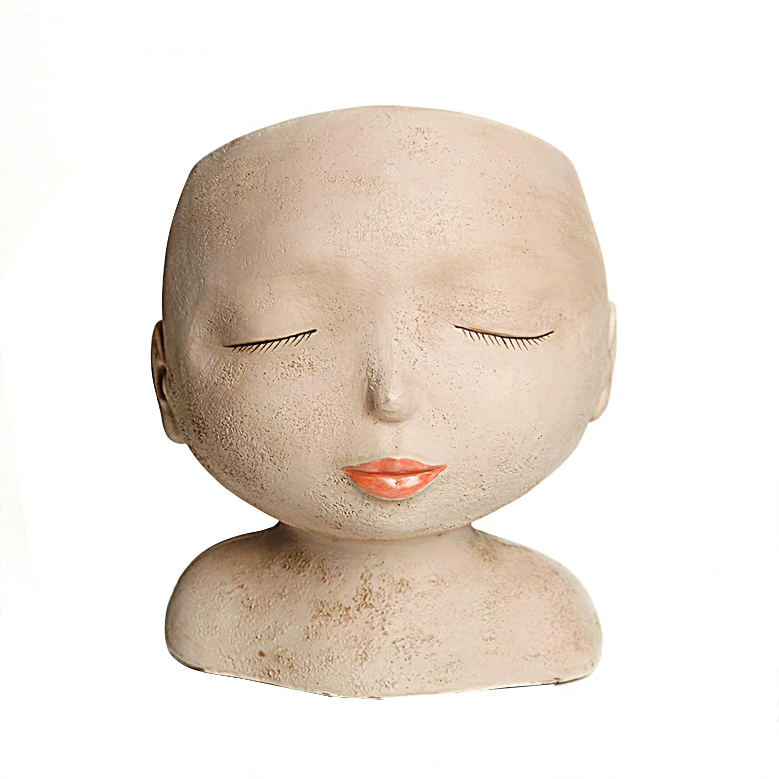 Maceta con forma de cabeza de mujer, maceta de resina atractiva para cara femenina, maceta decorativa de Cactus suculenta, con agujero de drenaje
