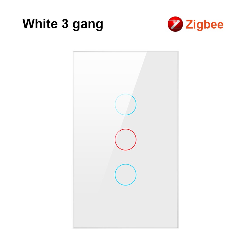 AVATTO-interruptor inteligente Tuya Zigbee con retroiluminación, encendido/apagado, cable de fuego neutro para casa inteligente, 1/2/3 entradas, funciona con Alexa y Google Home: White 3 gang