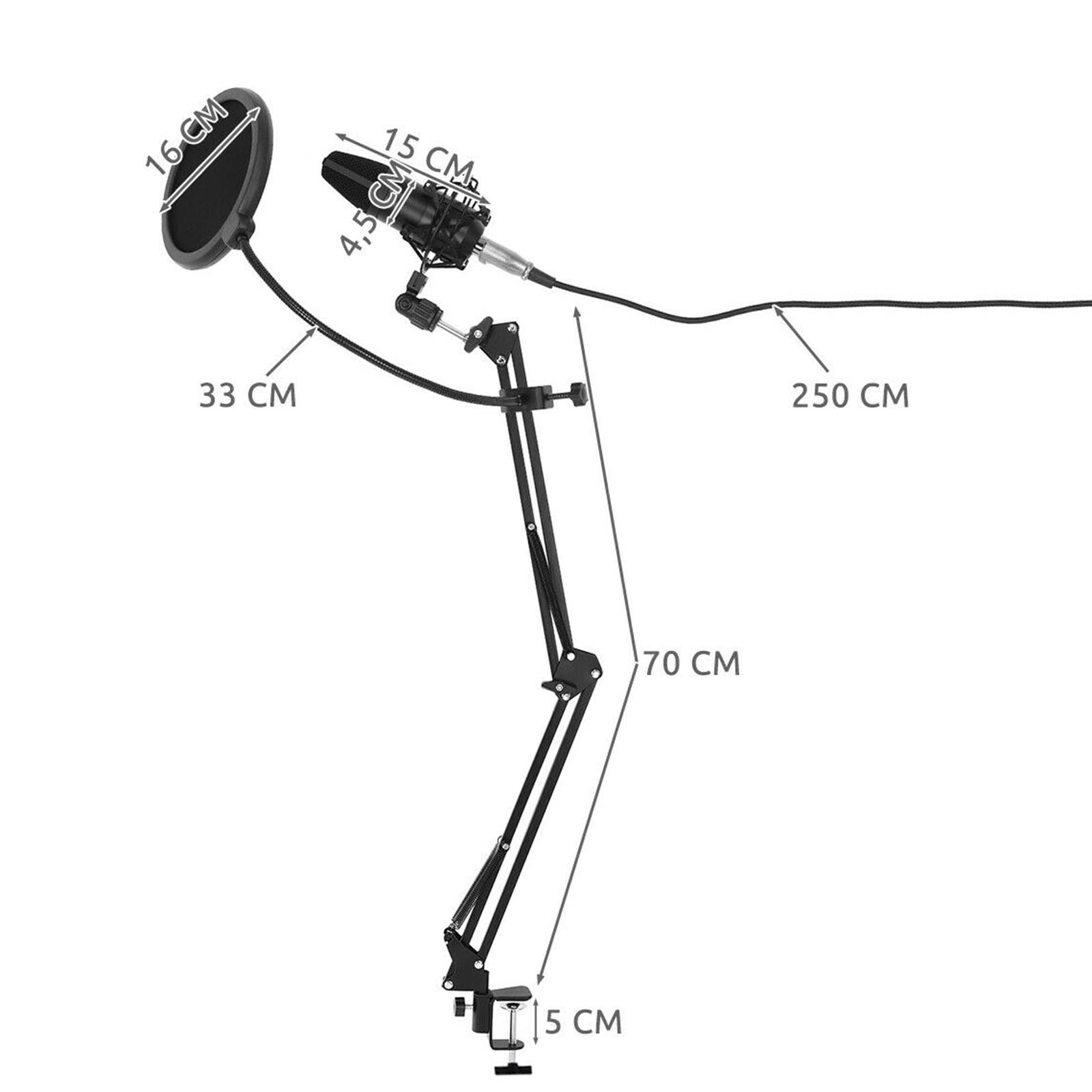 6Pcs Podcast Condensator Microfoon Professionele Studio Mic Set Pc Microfoon Voor Studio Opname Broadcasting Zwart