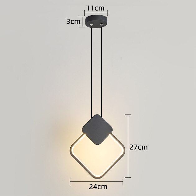 Moderne minimalistische led pandent verlichting geometrische esthetiek woonkamer slaapkamer eetkamer verlichting hanglampen: B zwart / Koud wit