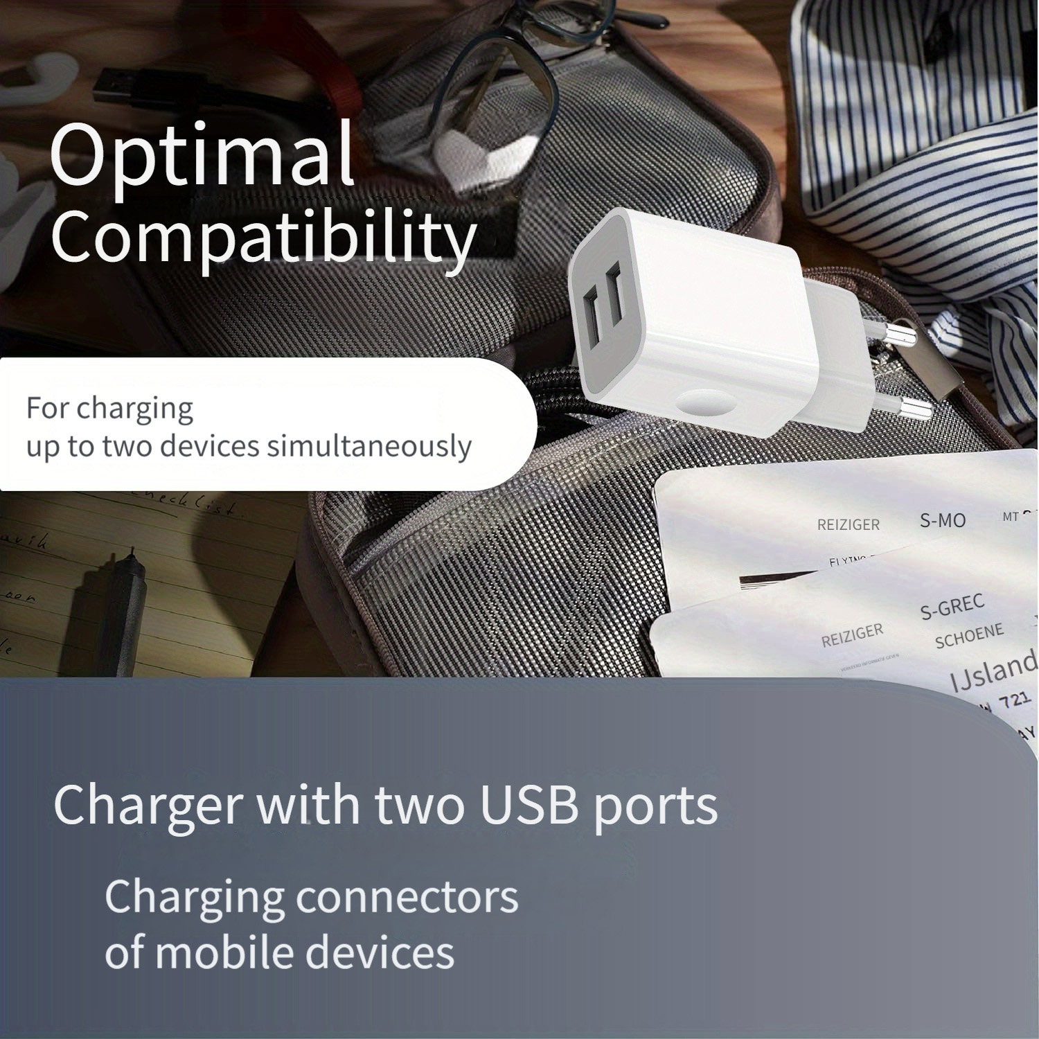 2-pack universele USB-lader 5V 2A/10W met 2 poorten - USB-stekker compatibel met alle soorten apparaten en smartphones - wit