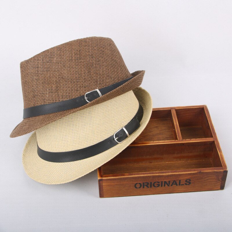 Jazz männer Hut Woven Stroh Sonnenschirm Hut Lässig Hut Gürtel Schnalle Strand Hut Stroh Sonnenhut Weiß Hochzeit Schwarz Gürtel frauen Fedoras Gorro