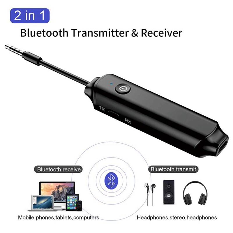 Bluetooth 5.0 o adapter 2- -in- -1 empfänger-sender tragbarer mini-adapter für tv, computer und auto