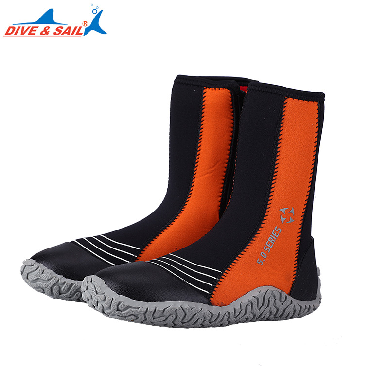 5mm SCR neoprene high upper warm boots Winter Water Sport surfing fishing scuba diving shoes anti scratch beach Boots shoes: A2 / 3