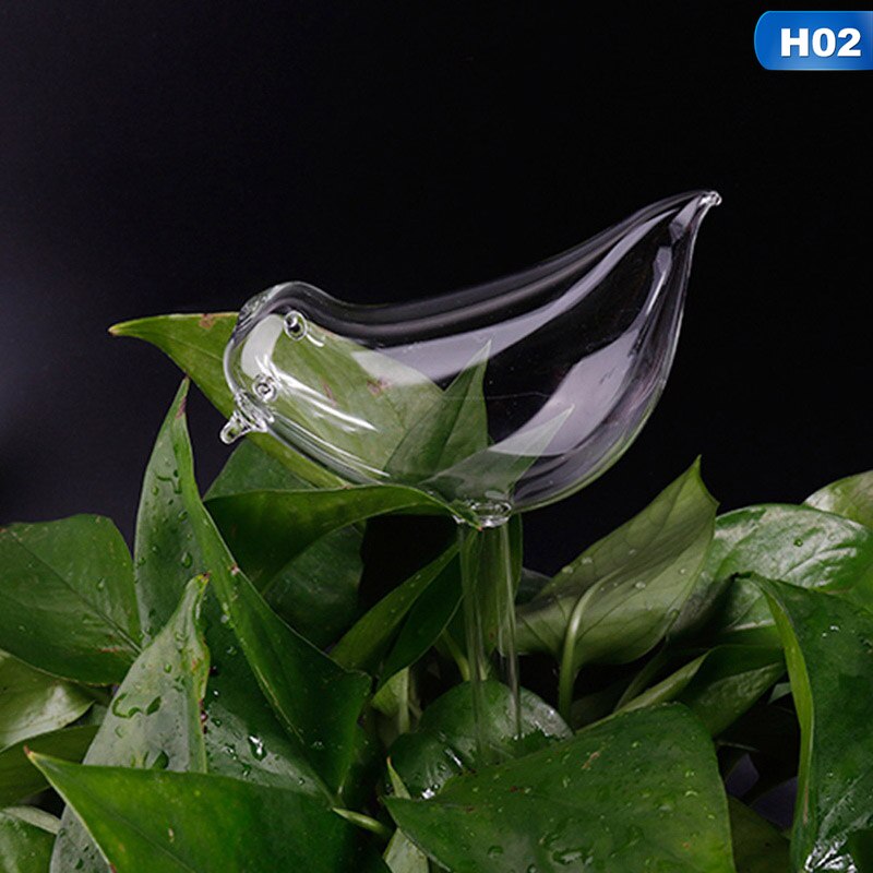 Haveplanter blomster vandføder automatiske selvvandende enheder glas vandføder fugleform vandingsenheder: H02