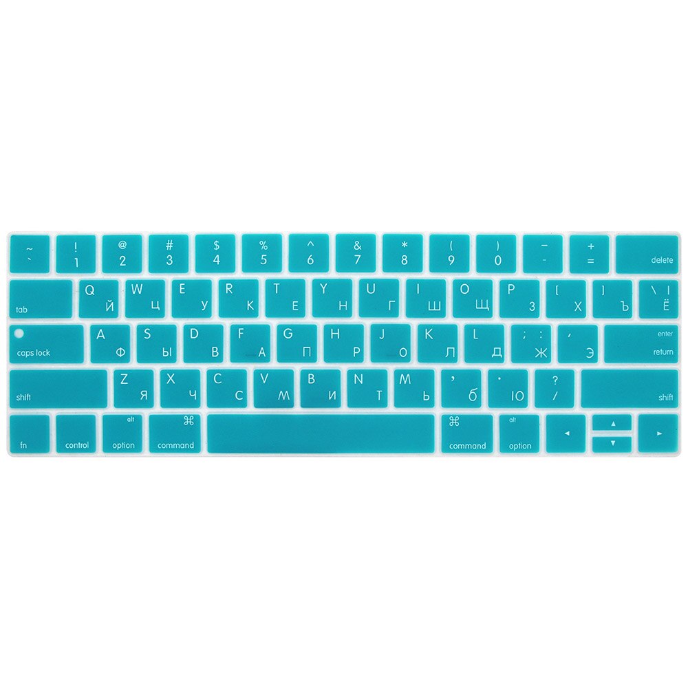 Cubierta de teclado ruso para Mac Book, 13, 15 pulgadas, con barra táctil, A1706, A1707, A1989, 1990, cubierta para teclado de portátil, película de teclado a Color: Sky blue