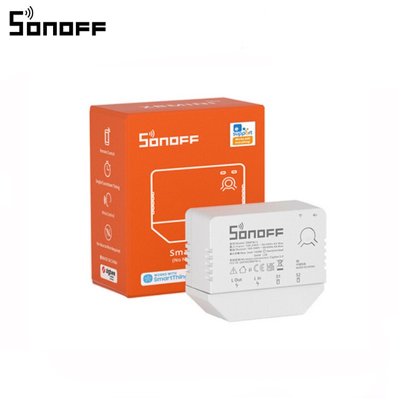 Sonoff ZBMINI-L Zigbee Mini Smart Switch 2 Way Control Wireless Switch No Neutral Wire Required, Support Ewelink APP Alexa Alice: 1PCS