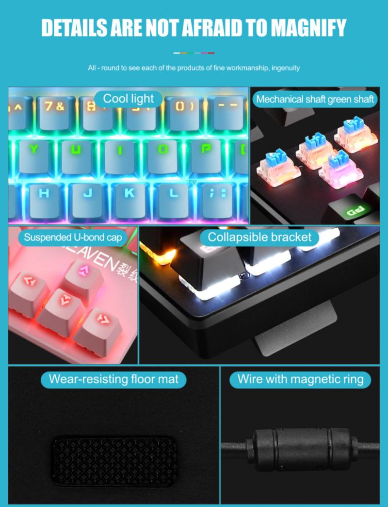Gaming Mechanical Keyboard Blue Red Switch 87key US Wired Keyboard Anti-ghosting RGB/ Mix Backlit LED USB For Gamer PC Laptop