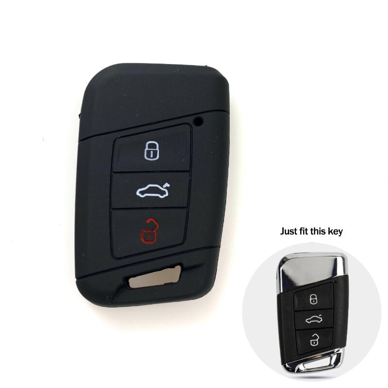 Funda de silicona para llave de coche, cubierta para Volkswagen Polo Passat B5 Golf 4 5 6 Jetta Mk6 Tiguan Cross Fox Plus Eos Scirocco Beetle: E type black