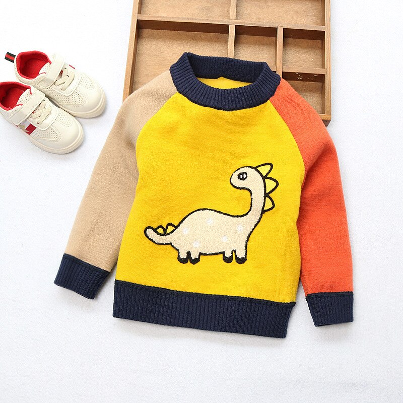 Jongenstrui winter baby jongen fleece trui kinderen katoen cartoon dikke trui kinderen kersttrui jongens gebreide tops: Goud / 5t
