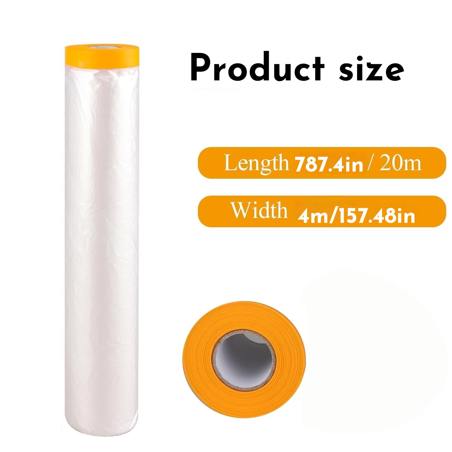 1 rol 4 x 20m tape en afdekfolie, voorgeplakte maskeerfolie, zelfklevende plastic schilderfolie, multifunctioneel verfmaskeerpapier