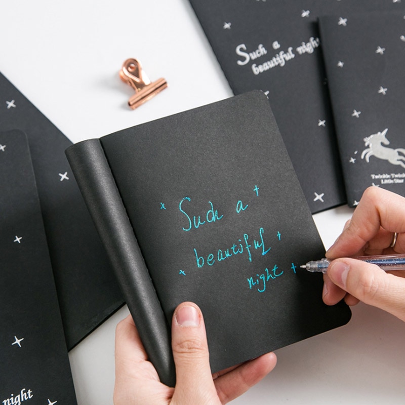 Blank Black Paper Sketch Book Notebook Black Inner Page Book Painting Drawing DIY Graffiti Paper School Art Supplies