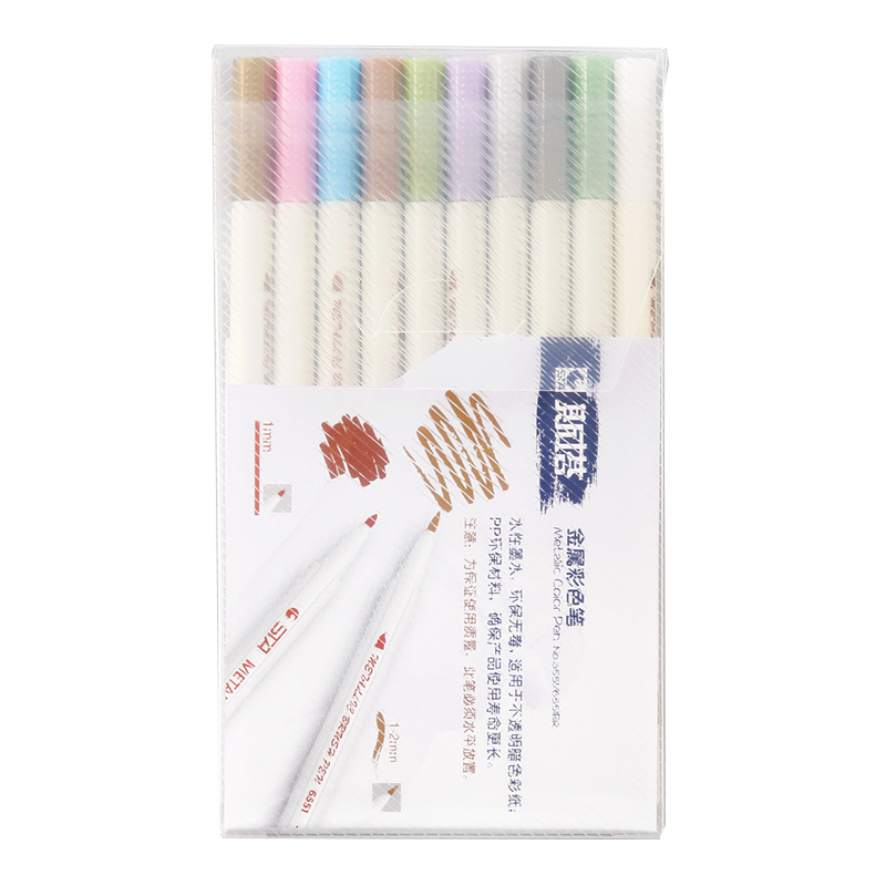 10 colores/caja Kawaii papelería revestimiento suave adornos para álbumes de fotos pluma de pintura de Metal rotulador fluorescente Color plumas de