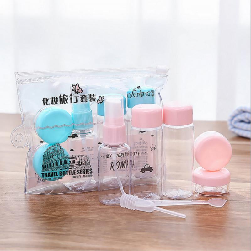 Container Bottle 7 Pcs/set Travel Mini Plastic Transparent Empty Make Up Container Bottle Kit Storage Jars