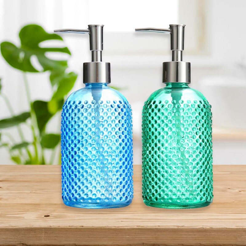 Large 400ML Manual Soap Dispenser Clear Glass Hand Sanitizer Bottle Containers Press Empty Bottles Bathroom