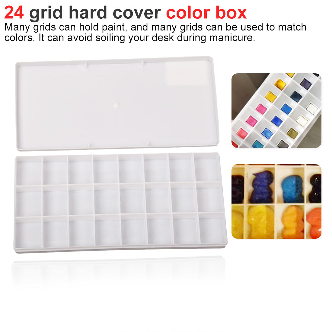 24 Grid Rechthoek Palet Vouwen Schilderij Aquarel Art Tool Art Palet Flip Deksel Verf Doos