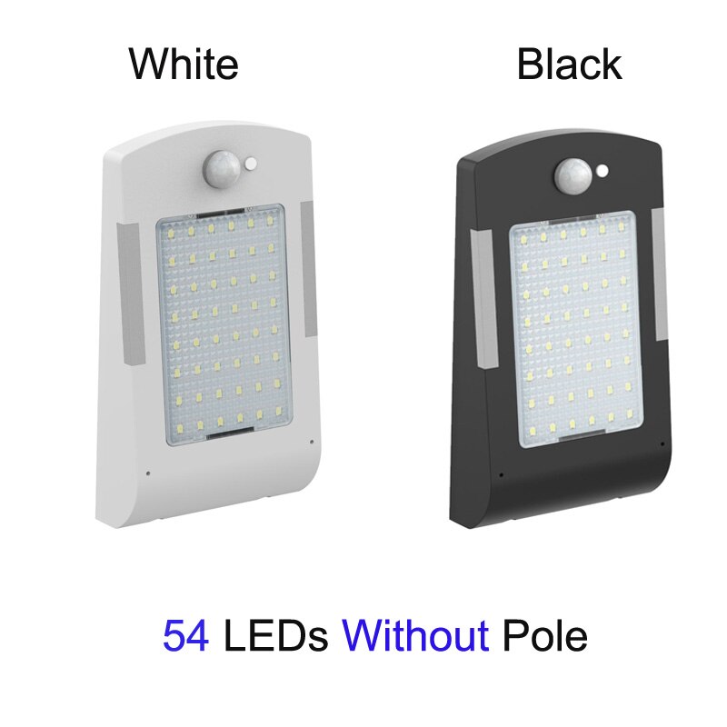 Actualizado 48 LED de Control remoto de luz Solar PIR Sensor de movimiento IP65 lámpara de calle de pared al aire libre impermeable luces de la lámpara: 54 LEDs Without Pole / White body