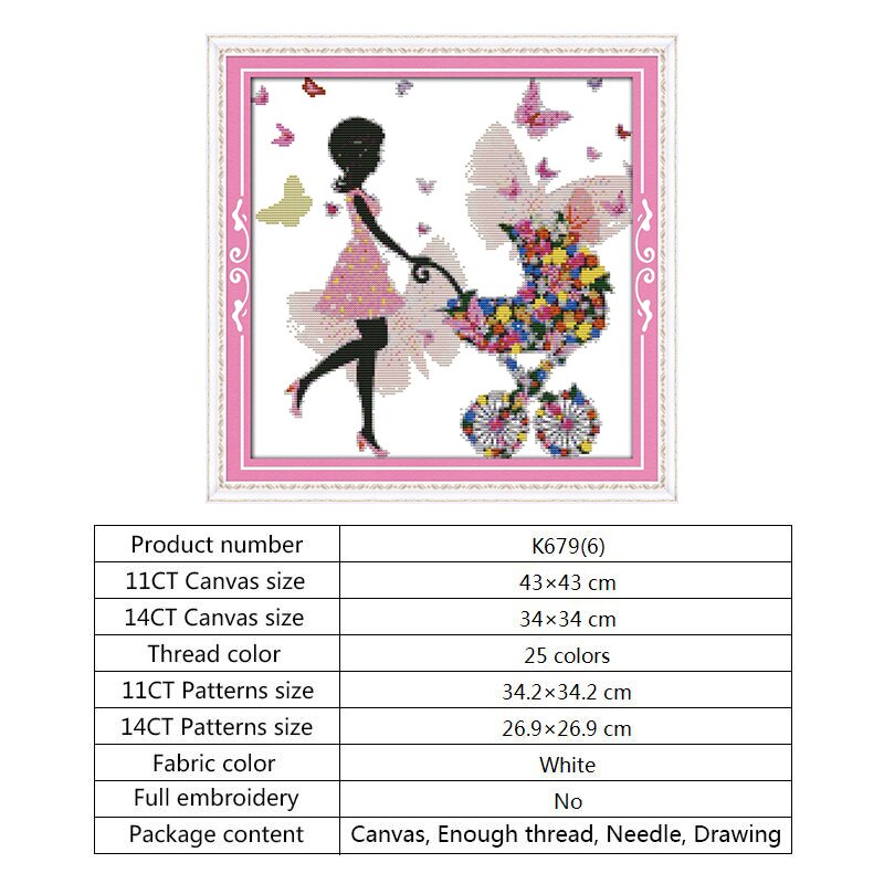 Flower Fairy Cross-stitch Patterns 14ct Printed on Canvas Counted Embroidery Kit Aida Fabric DMC DIY Needlework Kits Home Decor: Crossstitch K679(6) / 11ct Printed Canvas