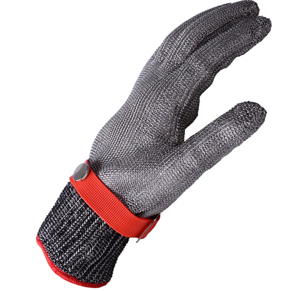 Guantes anticortes de seguridad, resistentes a Cortes, alambre de acero inoxidable, malla de Metal, protección para carnicero, guantes resistentes a cortes de carne: Rojo / L