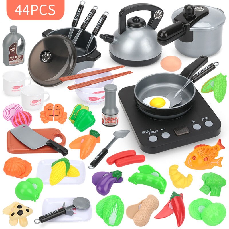 Children's Simulation Kitchen Set Toy Children Play House Kitchen Cookware Pot Pretend Chef Mini ABS Plastic Boy Girl Toy: 2