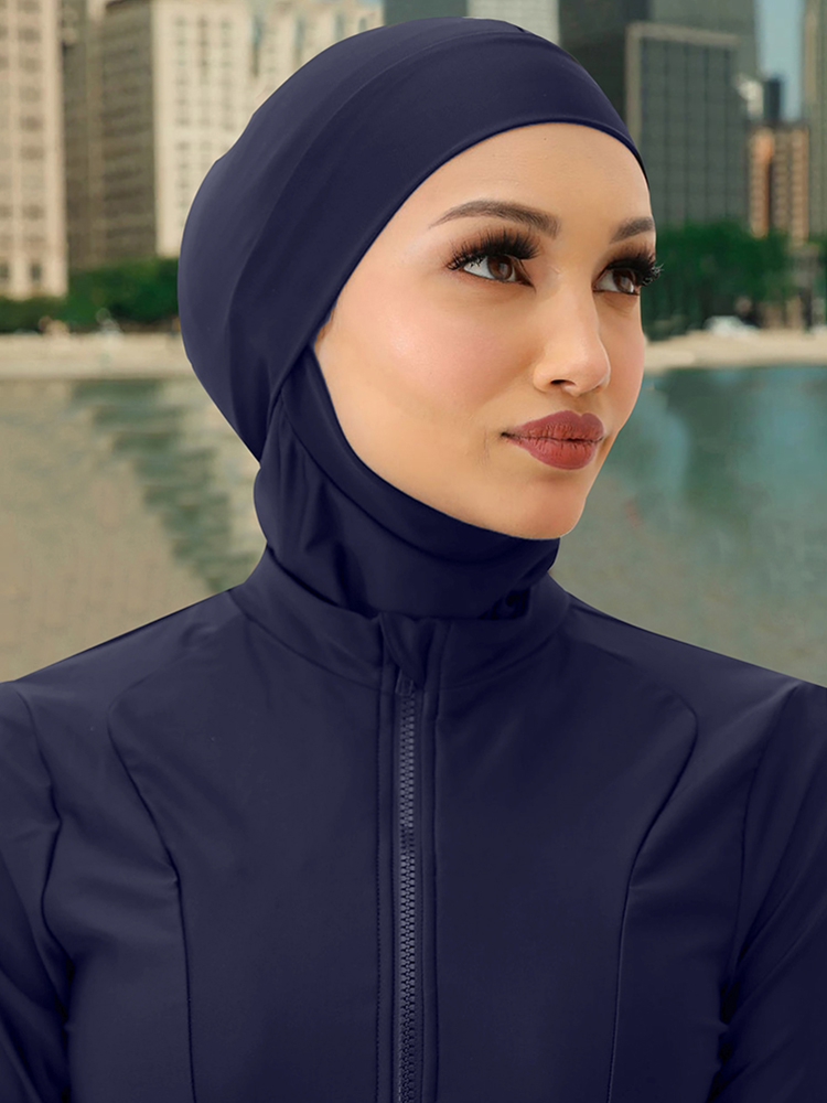 1 STKS Zwemmen Hijab Vrouwen Zomer Strand Instant Tulband Cap: Blauw