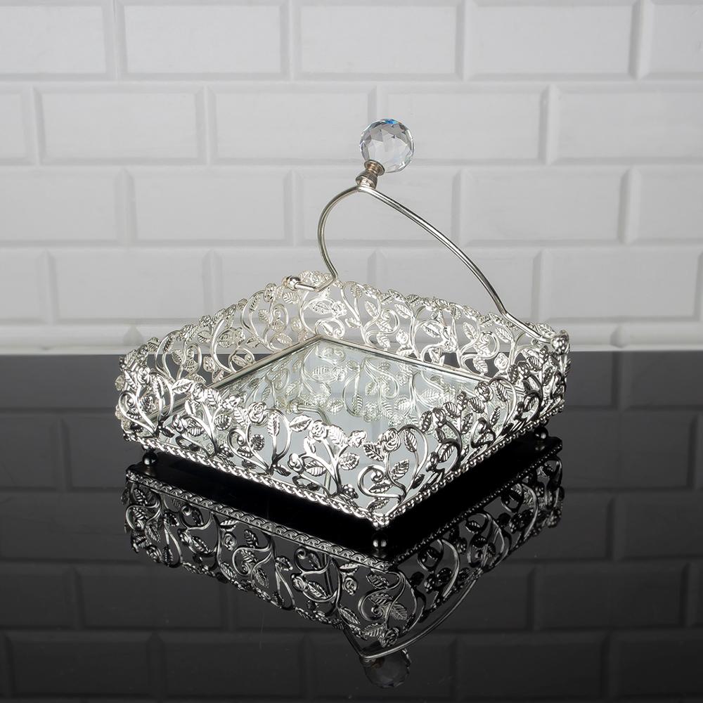 Servet Houder Dienblad Luxe Service Plaat Gouden Zilveren Rechthoek Vierkante Turks Arabisch Home Decor Oosterse Oost: Silver 20 cm (7.8 inches)