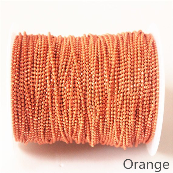 5 metri Palla Shimmer Catena In Ottone, 21 Colori, 1.5mm Del Braccialetto Della Collana Della Catena Della Sfera, della Catena della nappa, Anti-Tarnihs, di Alta Qualità: orange (Y3)