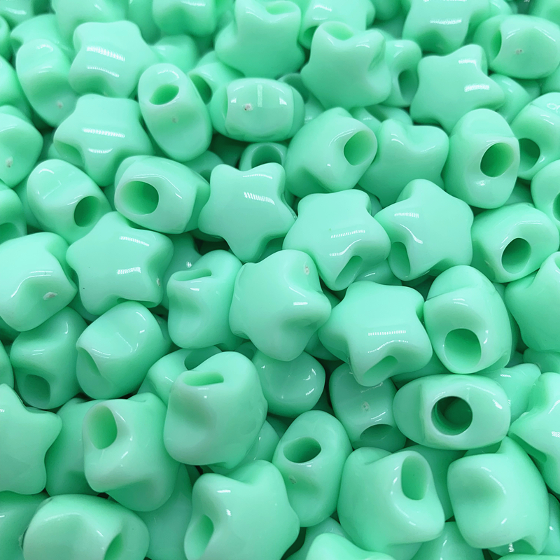 20 piezas cuentas acrílicas con forma de estrella de pentagrama con agujero grande de 15mm, cuentas espaciadoras sueltas para fabricación de joyería, accesorios de ropa DIY