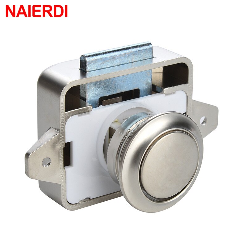 NAIERDI 5PCS Camper Car Push Lock RV Caravan Boat Motor Home Cabinet Drawer Latch Button Locks For Furniture Hardware