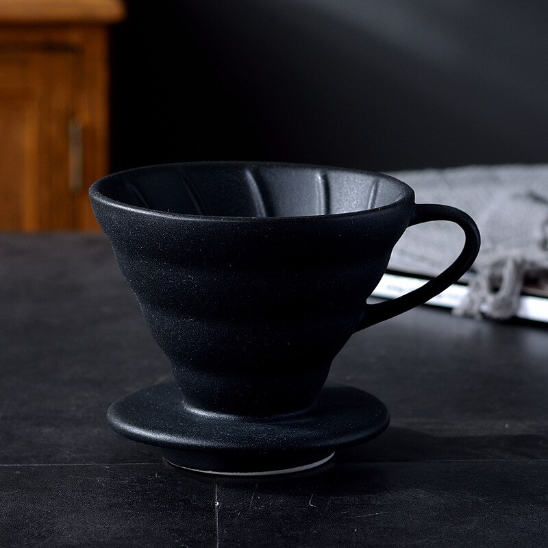 Ceramic Coffee Dripper Engine V60 Style Coffee Drip Filter Cup Permanent Pour Over Coffee Maker with Separate Stand for 1-4 Cups