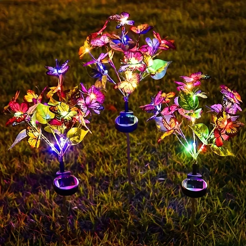 Garden Summer Landscape Lighting Outdoor Solar Light Camping Wedding Party Decor Lawn Lamp LED Simulation Butterfly Sunflower
