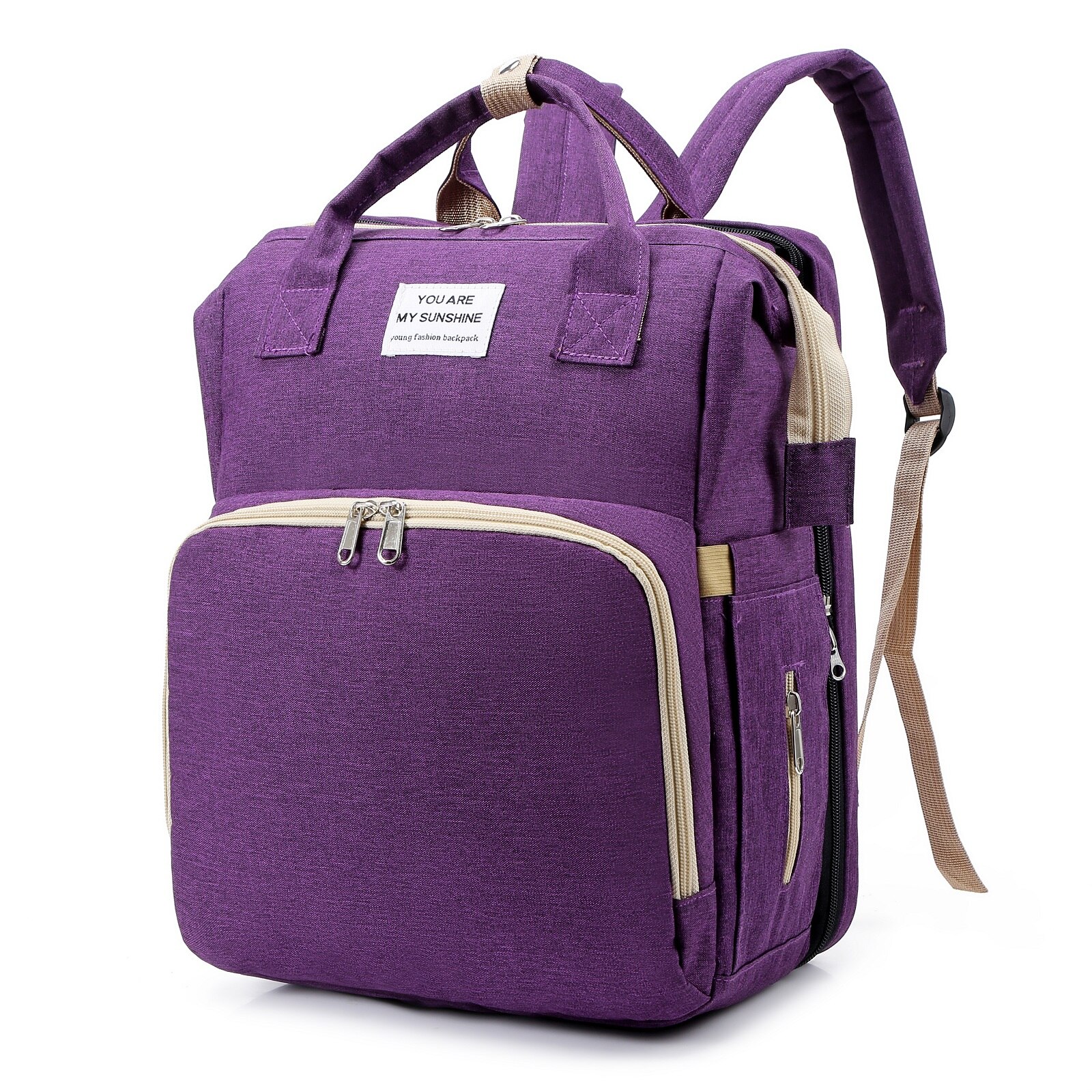 Portable Folding Baby Backpack Bed Multifunctional Bed Mid-Bed Mother And Baby Bag Portable Large Capacity Bag: Purple