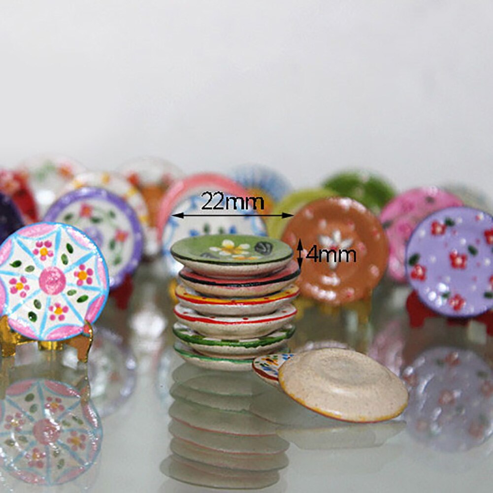 Dollhouse Mini Kitchen Ceramic Dishes Plate Miniature Tableware Realistic Model Toy DIY Fruit Dessert Cake Plate Toys