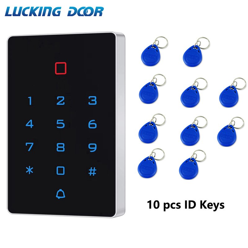 Backlight Touch 125khz RFID Card Access Control keypad EM card reader Door Lock opener wiegand 26 output Anti-disassembly Alarm: AC and 10 Key