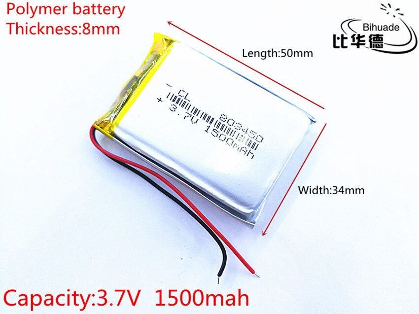 10 stks/partij Liter energie batterij 3.7 V 1500 mAh 803450 Lithium Polymer LiPo Oplaadbare Batterij li ion cellen