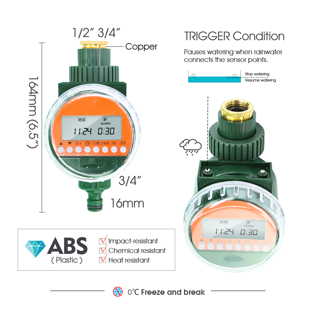 1pc sensor de chuva temporizador água display led controlador irrigação eletrônica automática para jardim casa planta flor sistema rega