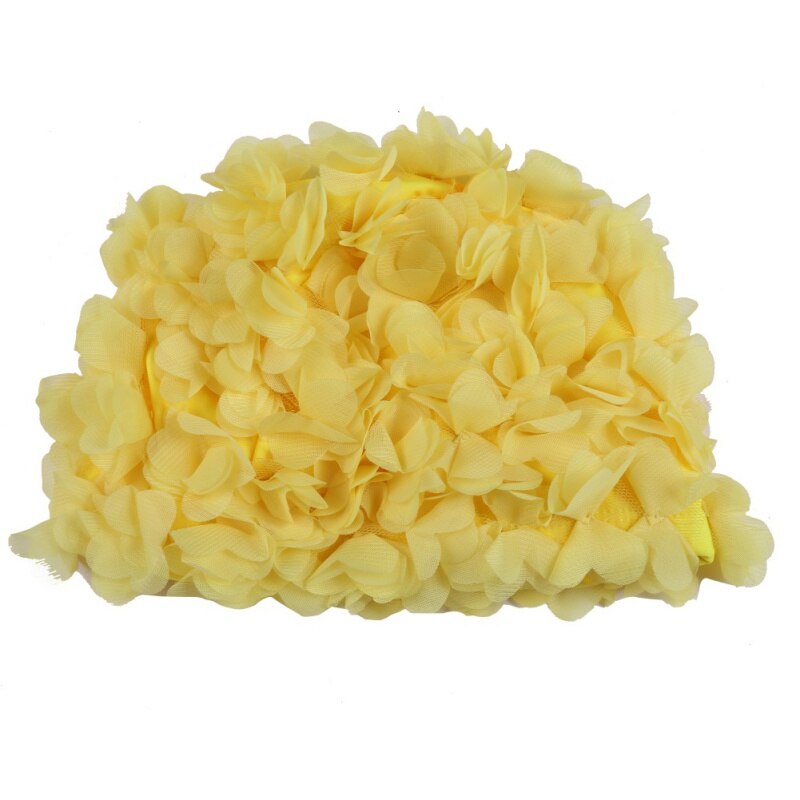 Sport badmuts dames bloemen bloemen elastisch ademend waterdicht sportkleding lang haar vulling badmuts: Geel