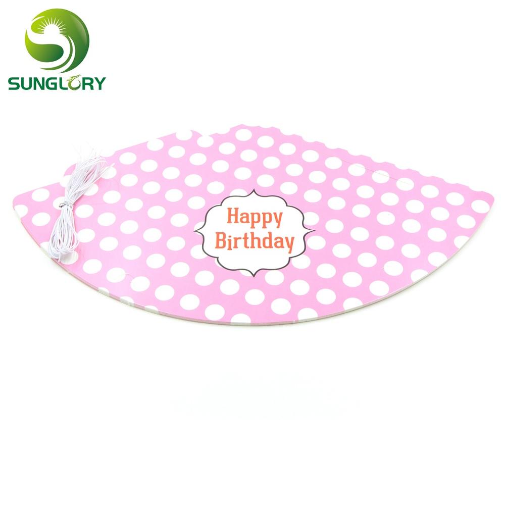 Suministros de celebración de 10 unids/set decoración niños cumpleaños gorros de Feliz cumpleaños niños sombrero con cordón elástico 7 formas: pink dot