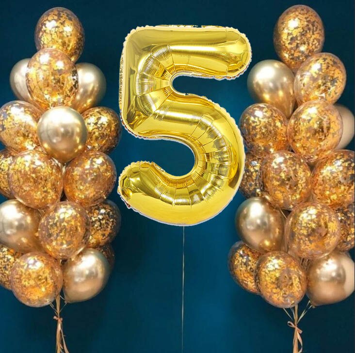 32 stk / parti 32 tommer guld numerballon 12 tommer guld konfetti blandet metallisk latexballon til fødselsdagsfest festdekorationer: 5