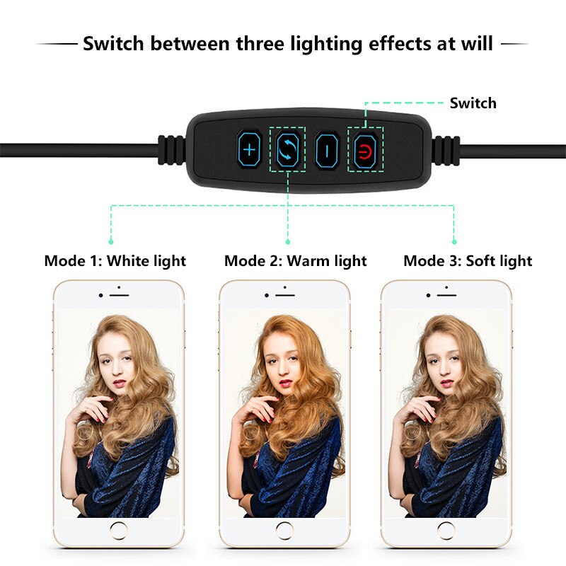 Anello di Video Luce Della Lampada 16/20/26 centimetri Dimmable Per Youtube Tiktok Video di Trucco LED Selfie Anello di Luce USB Photography Luce 6 "8" 10"