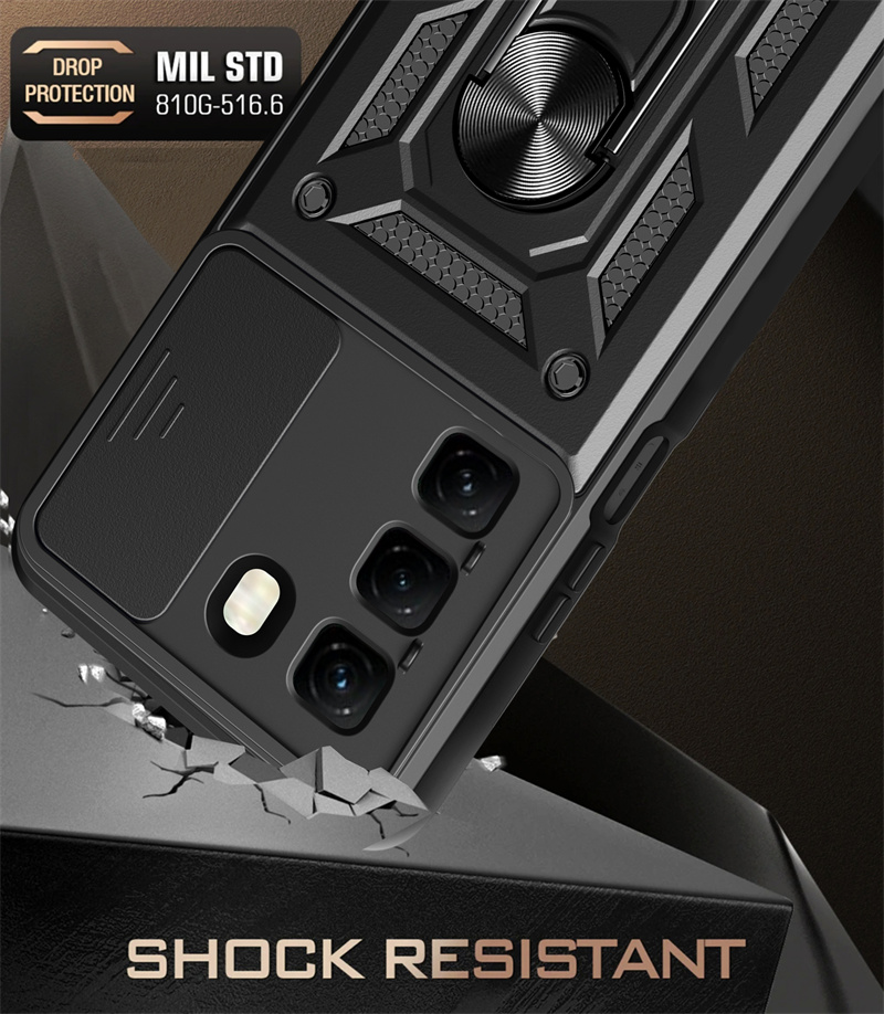 For Infinix 50 4G Case Shockproof Armor Slide Lens Protect Phone Case for Infinix Hot50 4G 6.78" Magnetic Holder Ring Cover