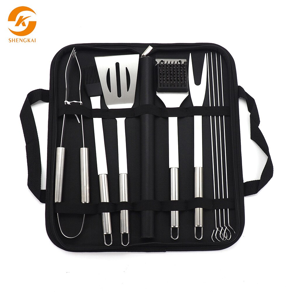 11 pieces of outdoor barbecue combo set stainless steel barbecue tool bbq barbecue mat combo set
