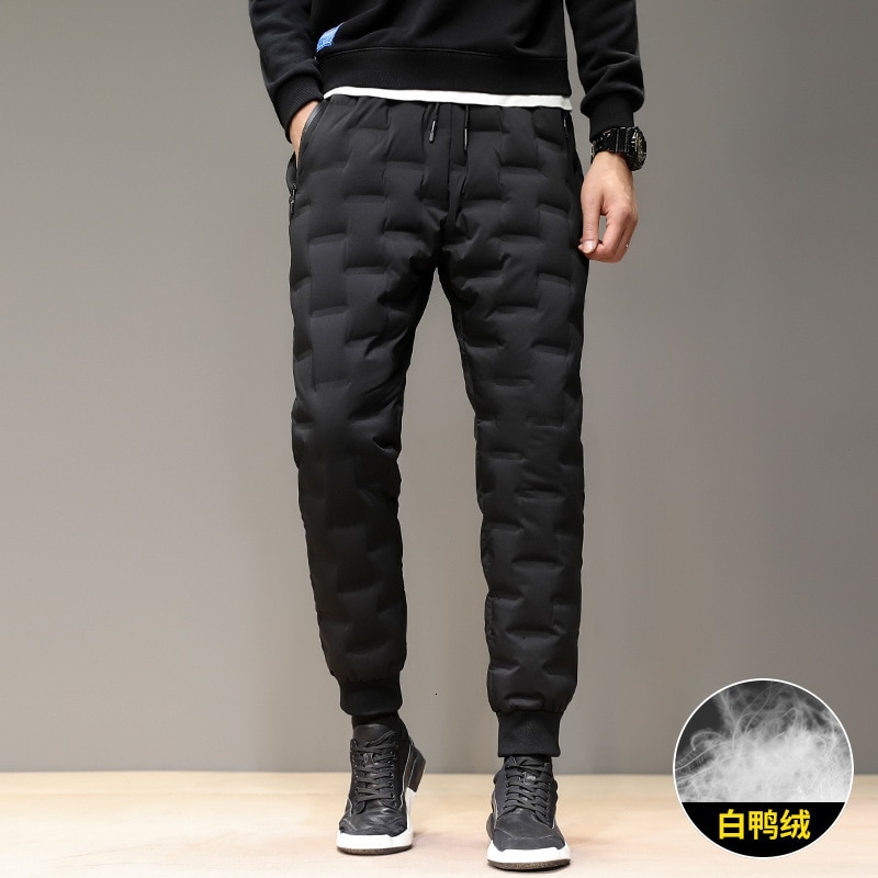 Winter Men Down Pants Breathable Warm 90% White duck down Filling Light Trousers Outdoor Camping Hiking Trekking Sports Pants