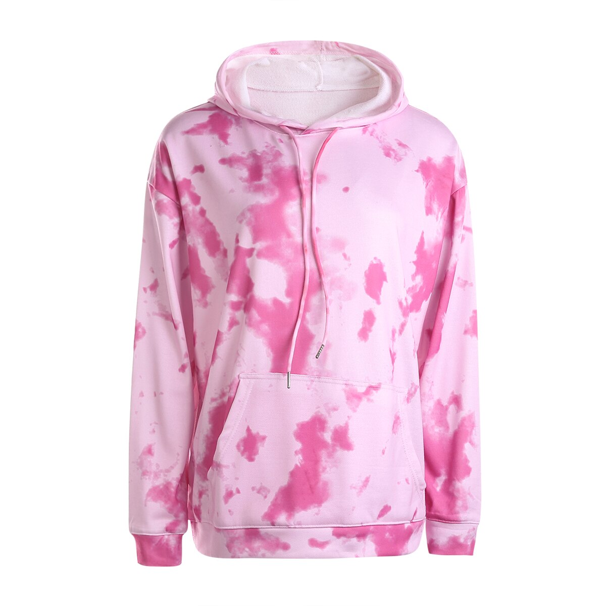 Frauen Tie Dye Print Sport Beiläufige Hoodies Mantel Langarm Pullover Tasche Mit Kapuze Sweatshirts Jacke Oberbekleidung Streetwear: S / Rosa