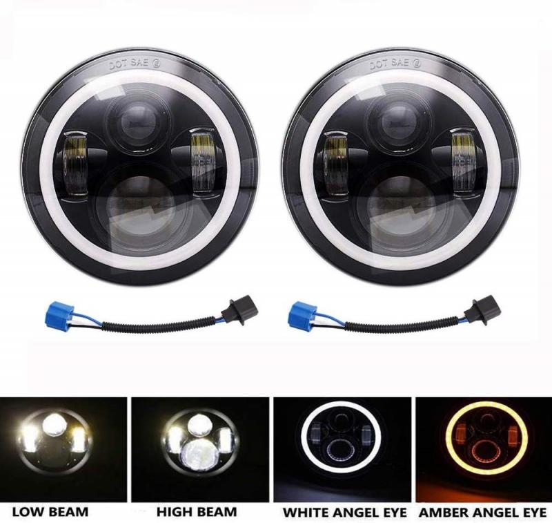 2 Stuks 7 Inch Led Koplampen Halo Hoek Eye Voor Jeep Wrangler Jk Tj Cj Lj 150 W/st Motorfiets Signaal lamp Werk Licht: 2pcs Full circle
