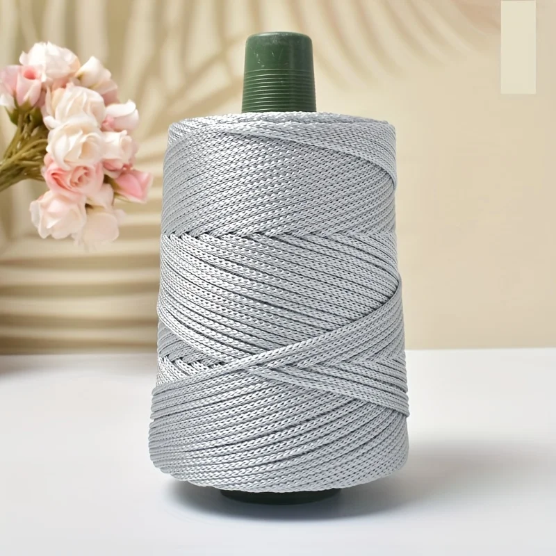 230G Polyester Häkelgarn 3mm Hohlgarn Leichte Viskose Eisseil Hutgarne Handgewebtes Garn Diy Hakenkissen Hohl Helle Seide: Grau