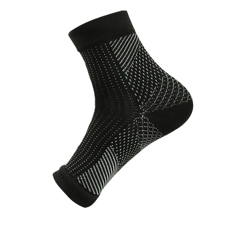 S-2XL chaussettes à bout ouvert hommes cheville Compression pied protéger ange manches talon soutien de la voûte plantaire soulagement de la douleur chaussettes de sport chaudes femmes chaussettes: M / Black